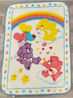 VTG Y2K Care Bears Plush
Baby Blanket Rainbow Hearts